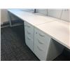 Image 2 : STEELCASE TURNSTONE WHITE WITH GLASS PANEL 4 PERSON OFFICE CUBICLE WITH FILE PEDESTALS