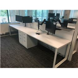 STEELCASE TURNSTONE WHITE WITH GLASS PANEL 4 PERSON OFFICE CUBICLE WITH FILE PEDESTALS