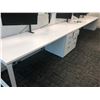 Image 2 : STEELCASE TURNSTONE WHITE WITH GLASS PANEL 6 PERSON OFFICE CUBICLE WITH FILE PEDESTALS