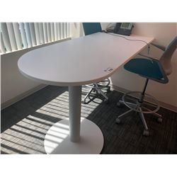 STEELCASE TURNSTONE WHITE BAR HEIGHT BULLET TOP DESK / CONFERENCE TABLE