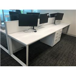 STEELCASE TURNSTONE WHITE WITH GLASS PANEL 4 PERSON OFFICE CUBICLE WITH FILE PEDESTALS