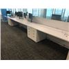 Image 2 : STEELCASE TURNSTONE WHITE WITH GLASS PANEL 7 PERSON OFFICE CUBICLE WITH FILE PEDESTALS