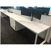 Image 2 : STEELCASE TURNSTONE WHITE WITH GLASS PANEL 6 PERSON OFFICE CUBICLE WITH FILE PEDESTALS