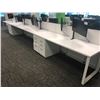 Image 2 : STEELCASE TURNSTONE WHITE WITH GLASS PANEL 6 PERSON OFFICE CUBICLE WITH FILE PEDESTALS