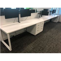 STEELCASE TURNSTONE WHITE WITH GLASS PANEL 6 PERSON OFFICE CUBICLE WITH FILE PEDESTALS