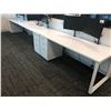 Image 2 : STEELCASE TURNSTONE WHITE WITH GLASS PANEL 6 PERSON OFFICE CUBICLE WITH FILE PEDESTALS