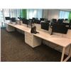 Image 2 : STEELCASE TURNSTONE WHITE WITH GLASS PANEL 6 PERSON OFFICE CUBICLE WITH FILE PEDESTALS