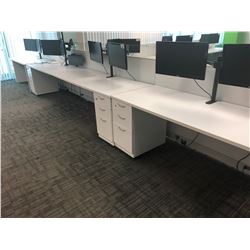 STEELCASE TURNSTONE WHITE WITH GLASS PANEL 4 PERSON OFFICE CUBICLE WITH FILE PEDESTALS