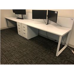 STEELCASE TURNSTONE WHITE WITH GLASS PANEL 2 PERSON OFFICE CUBICLE WITH FILE PEDESTALS