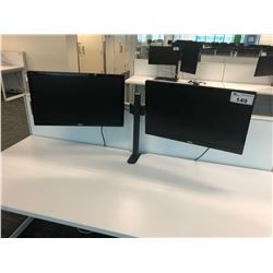 DESK MOUNT FULLY ADJUSTABLE DOUBLE MONITOR STAND WITH 2 ASUS 24" ROTATING MONITORS