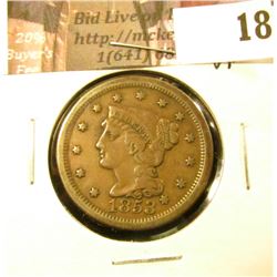 1853 U.S. Large Cent, VF.