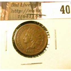 1865 U.S. Indian Head Cent, Fancy 5, EF.