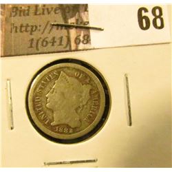 1882 U.S. Three Cent Nickel, Good.