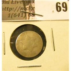 1851 U.S. Three Cent Silver, Good.