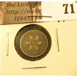 1852 U.S. Three Cent Silver, VF.