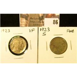 1923 P VF & 23 S Fine Buffalo Nickels.