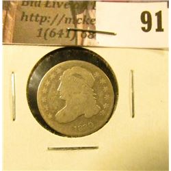 1830 Capped Bust Dime, Large 10c, VG.