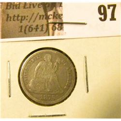 1875 CC U.S. Seated Liberty Dime, Fine, Mintmark above bow.
