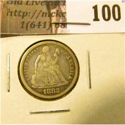 1882 P U.S. Seated Liberty Dime, VF.