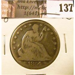 1854 O  U.S. Seated Liberty Half Dollar, G-VG.