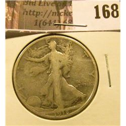 1918 S Walking Liberty Half Dollar, VG.