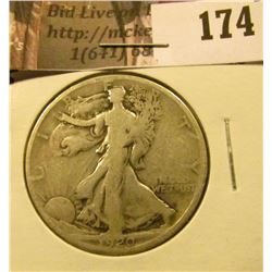 1920 S Walking Liberty Half Dollar, Good.