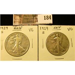 (2) 1929 S Walking Liberty Half Dollars, both VG.