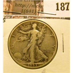 1933 S Walking Liberty Half Dollar, Fine-VF.