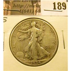 1934 S Walking Liberty Half Dollar, F-VF.