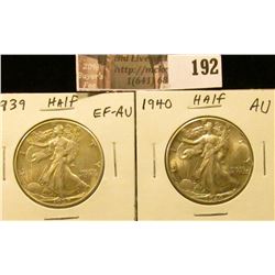 1939 P EF-AU & 1940 P AU  Walking Liberty Half Dollars.