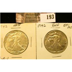 (2) 1942 P  Walking Liberty Half Dollars, EF-AU.
