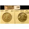 Image 1 : (2) 1942 P Walking Liberty Half Dollars, AU.