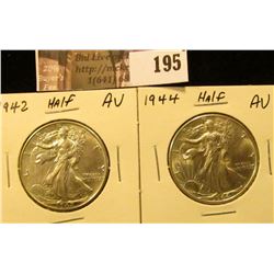 1942 P AU & 44 P AU Walking Liberty Half Dollars.