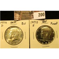 1970 D BU & 1970 S Proof Kennedy Half Dollars.