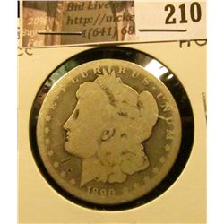 1890 CC Morgan Silver Dollar, About Good.