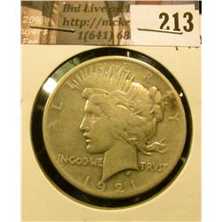 1921 P U.S. Peace Silver Dollar, Fine.