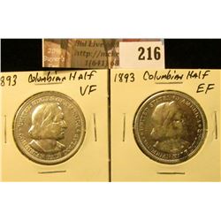 (2) 1893 VF-EF Columbian Exposition Commemorative Half Dollars.