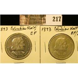 (2) 1893 EF-AU Columbian Exposition Commemorative Half Dollars.