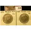 Image 1 : (2) 1893 AU Columbian Exposition Commemorative Half Dollars.