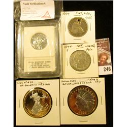 U.S. Coins Cull Lot: Barber Half Dollar, Seated Liberty Half dollar; Silver-plated Sacagawea Dollar 