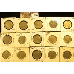 1913P T.1, 16P, D, 17P, 20P, 21P, 23P, 24P, 25P, 26P, 27P, 28P, D, S, & 36S Buffalo Nickels. All car