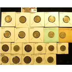 1913P, 18P, D (acid date), 20P, 23P, 25P, 26P, 27P, 28P, 29P, 34P, 35P, D, 36D Buffalo Nickels; 1938