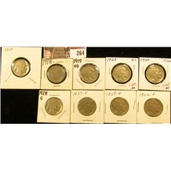 1918P, 19P, 20P, 23P, 26P, 27P, 28P, 29D, & 35P Buffalo Nickels. All carded.