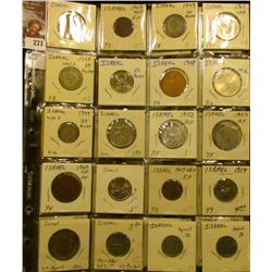 Plastic page with (20) various denomination Israel Coins, most of which are high grade. They are all