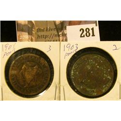 1901 & 1903 Canada Large Cents.