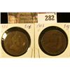 Image 1 : 1906 & 1908 Canada Large Cents, Fine condition.