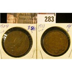 1909 & 1911 Canada Large Cents, VF.