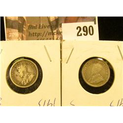 1913 & 1917 Canada Five Cent Silvers.