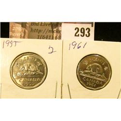 1955 & 1961 Canada Nickels, both BU.
