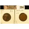 Image 1 : 1909 P & 1909 P VDB Lincoln Cents, both grade VG.